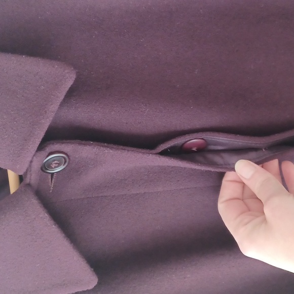 Albert Nipon Wool Cashmere Blend Deep Burgundy Swing Coat, Button Front, Pockets - Picture 11 of 16